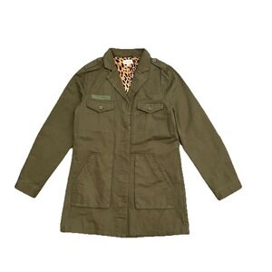 Brixton Military Utility Jacket Olive Leopard Lined Streetwear Womens Size‎ M